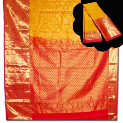 "Golden Yellow Kanchi fancy silk saree NSHH-4 (with Blouse) - Click here to View more details about this Product